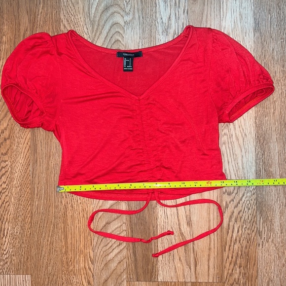 Red Elastic Crop Top - Picture 5 of 8
